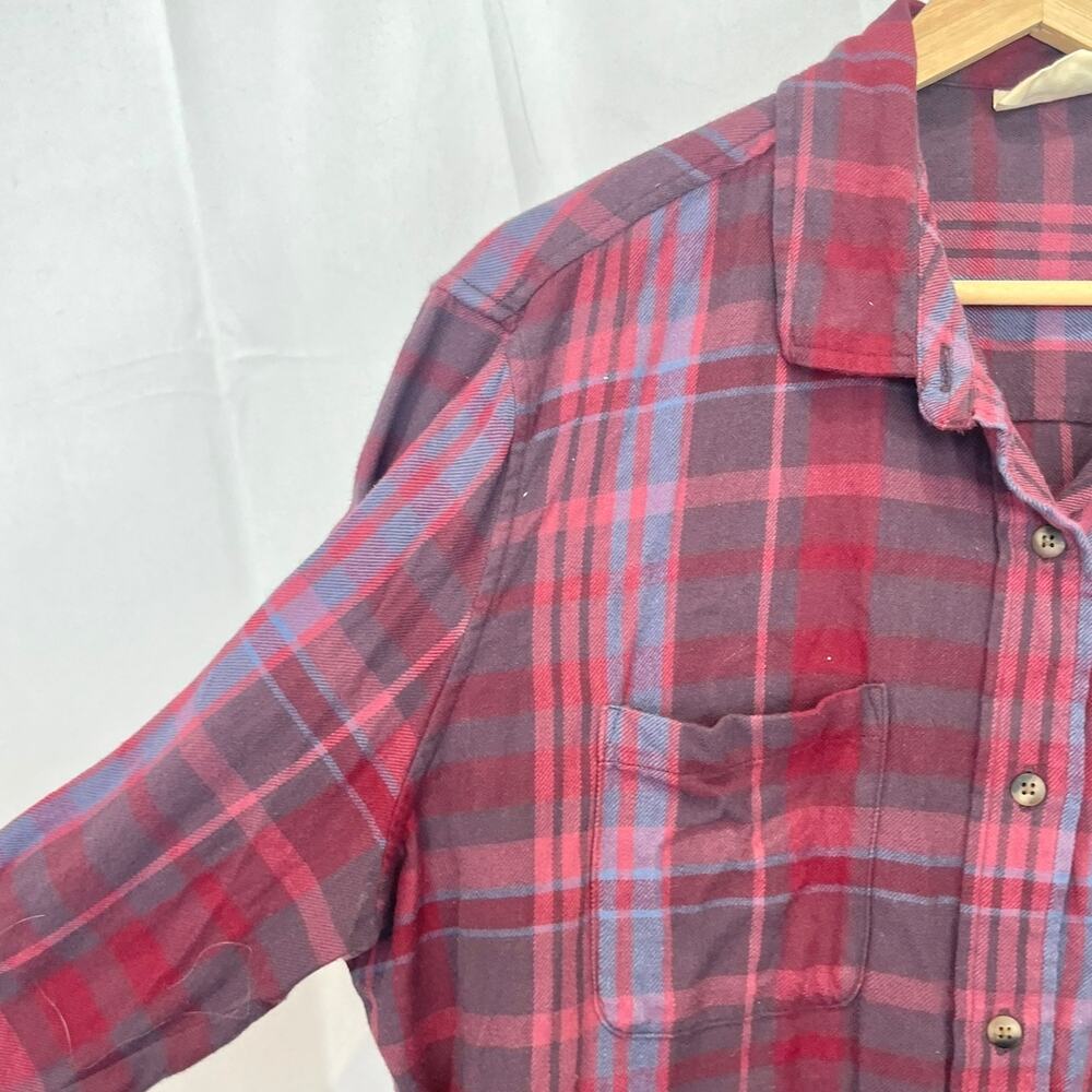 PACT Plaid Flannel Button Front Shirt Long Sleeve Organic Cotton Purple Red XL - Picture 5 of 10